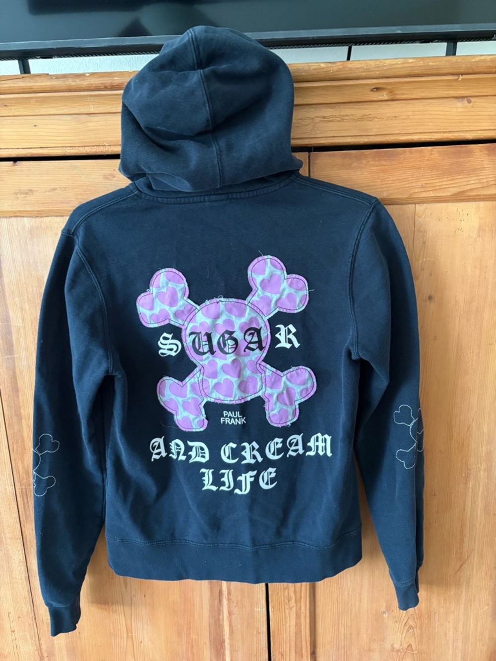 Paul Frank Black Zip-Up Hoodie with Pink Lined Hood - Picture 3 of 6
